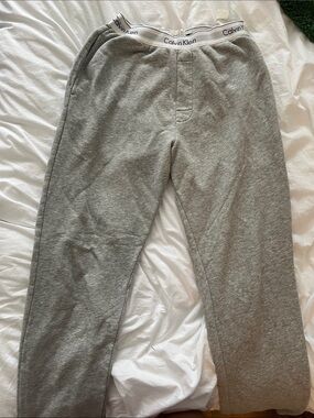 Calvin Klein Men's Light Gray Logo-Waist Sweatpants